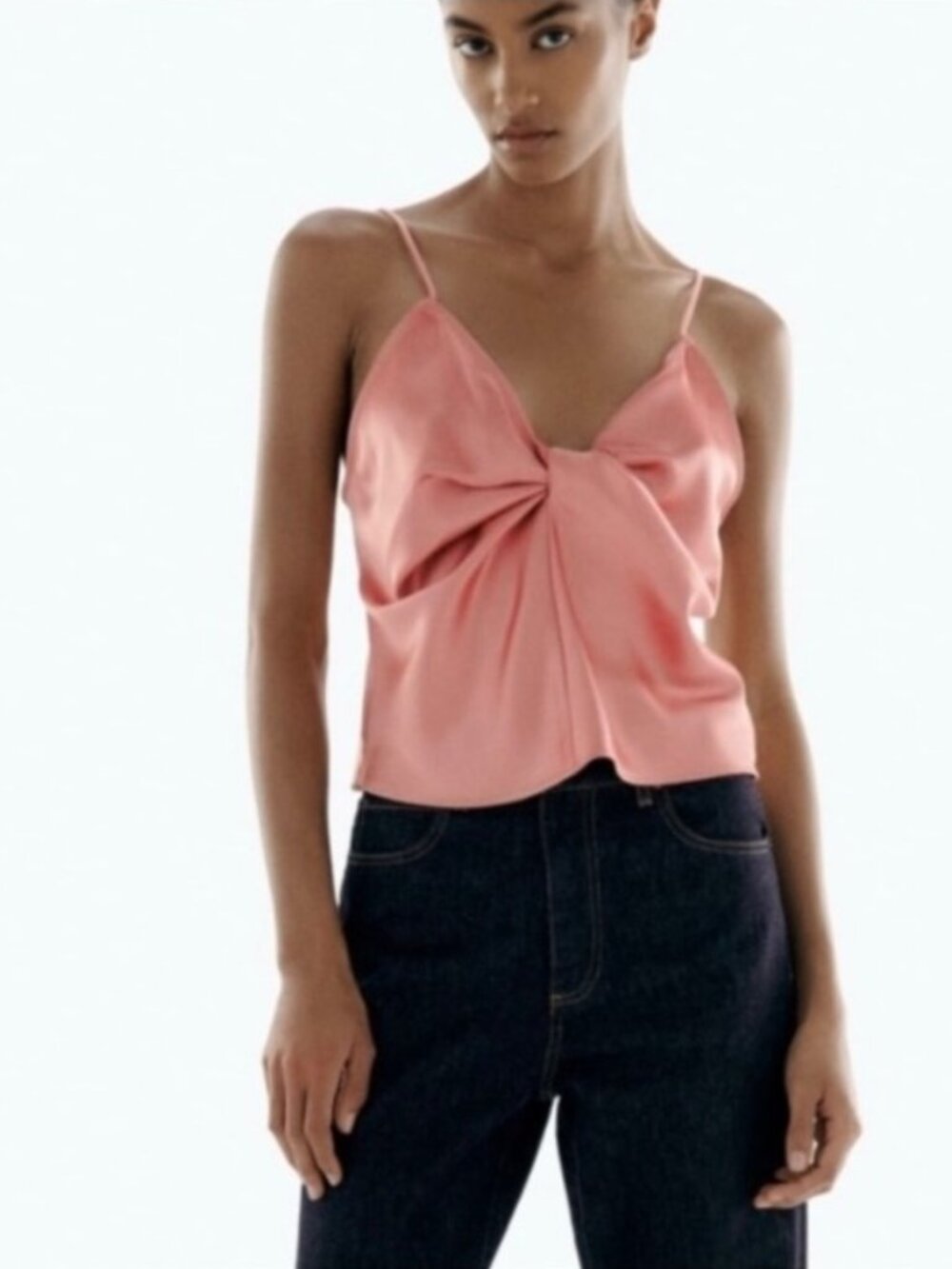 ZARA  I  SATIN KNOTTED PINK CAMISOLE  I  SIZE  M